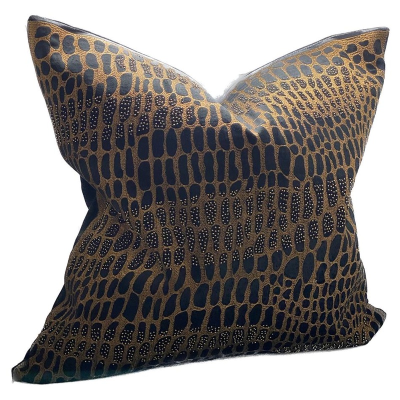 Cushion Cover - Hand Embroidered - Copper/Black IH6016
