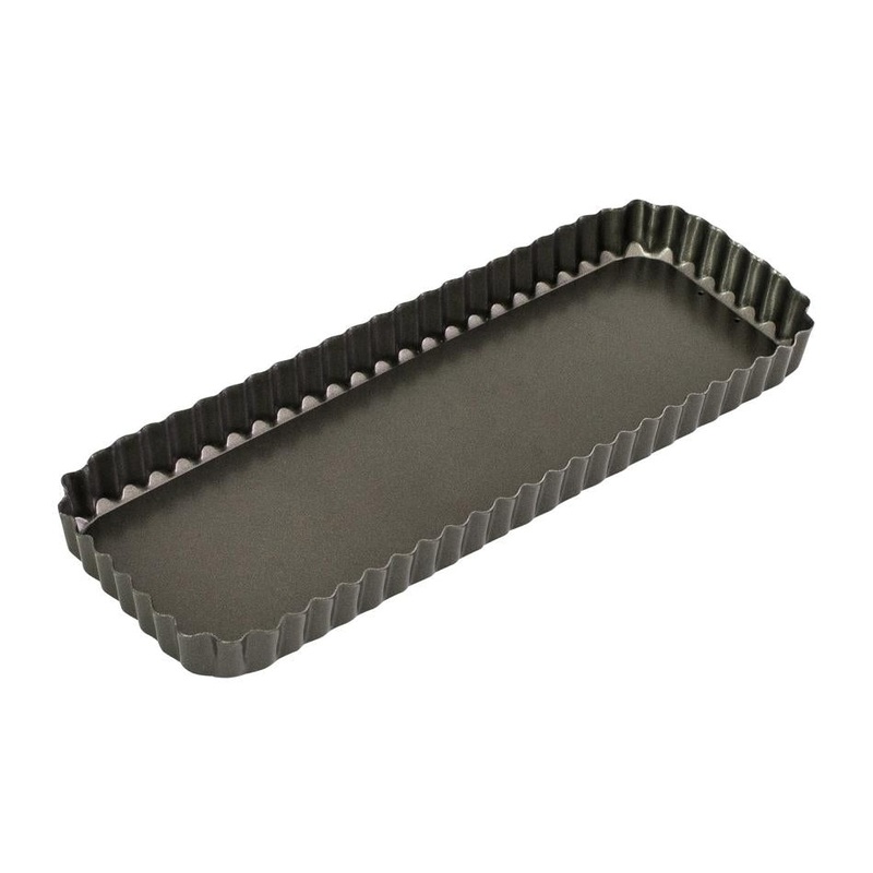Loose Base Fluted Rectangular Flan/Quiche Pan, 36 X 13 X 3.5Cm - Non-Stick