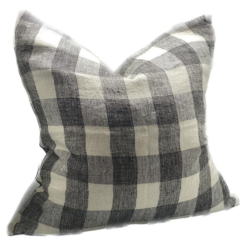 Rembrandt Linen Cushion Cover - Ivory/ Charcoal SC9034