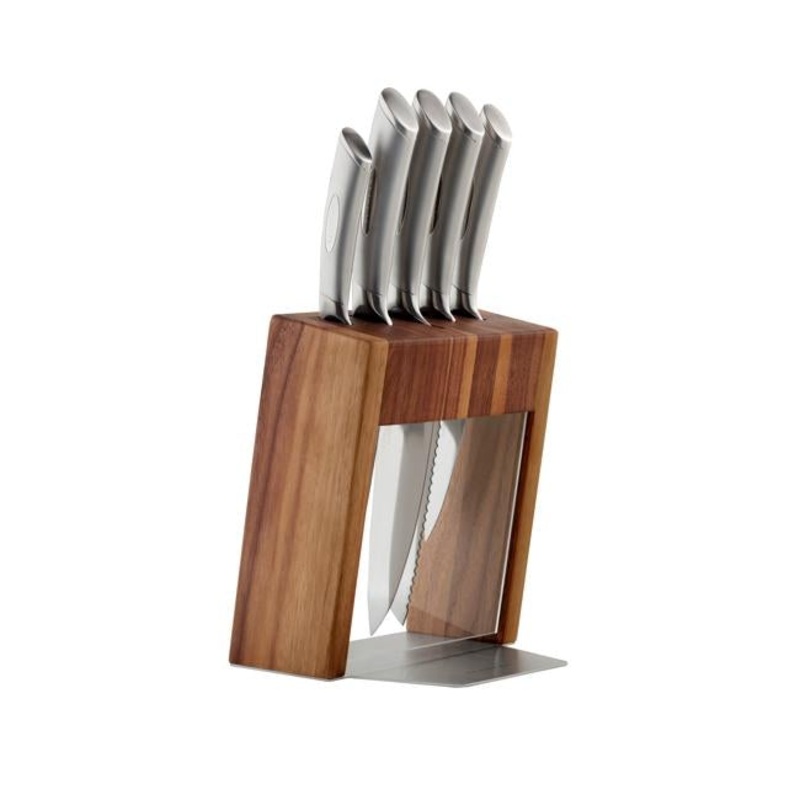 Scanpan Kalo 6 Piece Knife Block Set - Walnut