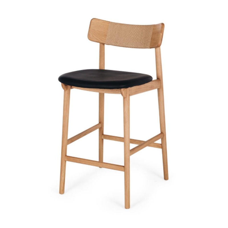 Furniture By Design Niles Highback Barstool (Natural Oak) PU