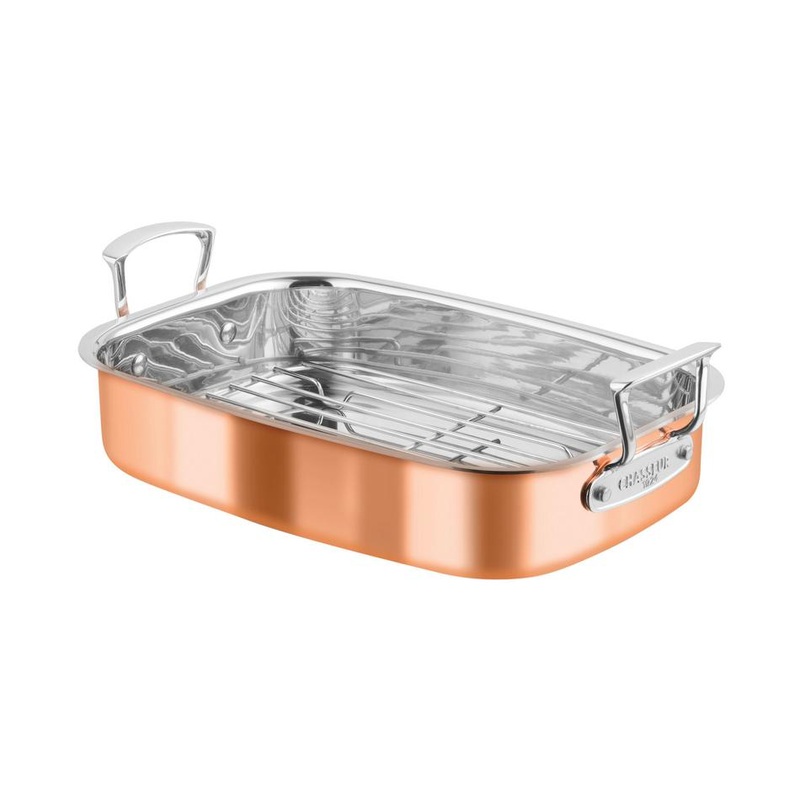 Chasseur Escoffier Induction Roasting Pan With Rack 35 X 26Cm, Copper