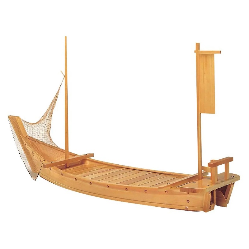 Nakata Sangyo Hinoki Cypress Sushi Boat with Fishing Net