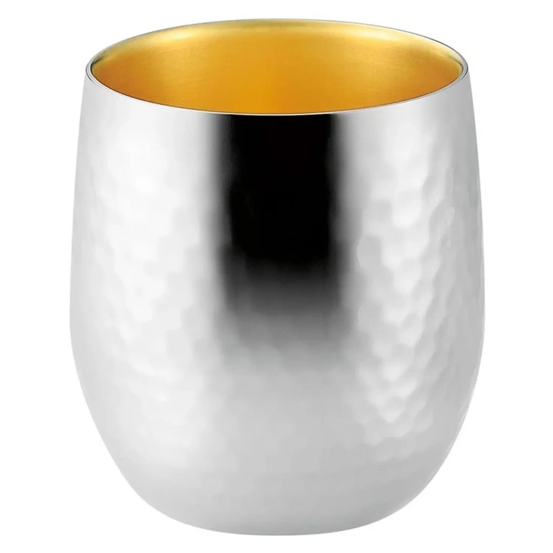 Asahi Stainless Steel Double-Wall Rocks Glass Hammer Finish 250ml