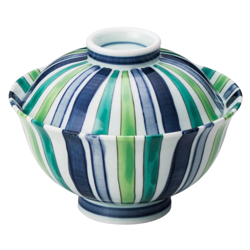 Tokiwa Mino Ware Porcelain Donburi Bowl Green Tokusa 16cm