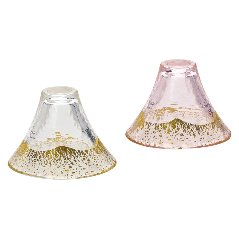 Toyo Sasaki Glass Mt. Fuji Soda Lime Glass Cold Sake Cup Set Gold