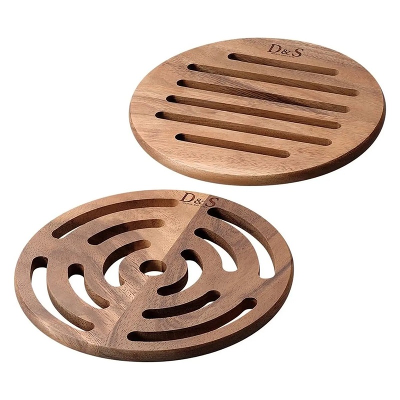 D&S Natural Wood Pot Mat 2 pcs