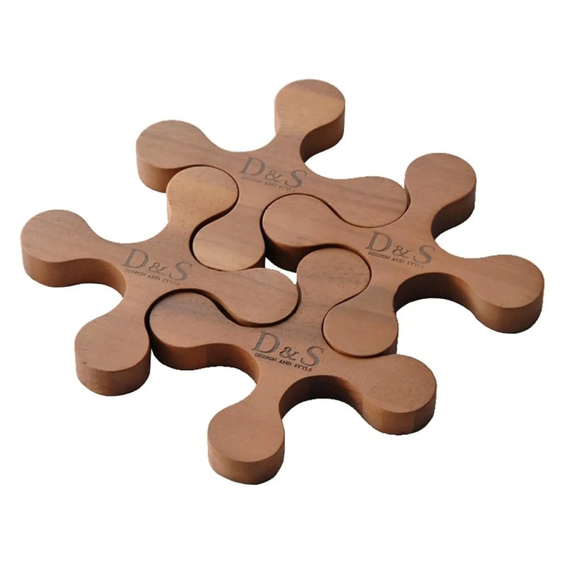 D&S Natural Wood Pot Mat 4 pcs