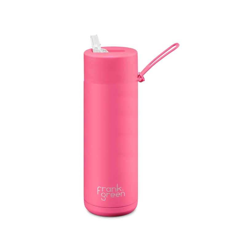20oz Reusable Bottle - Straw Lid - Neon Pink
