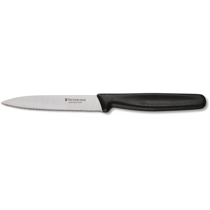 Paring Knife Wavy Edge Pointed Tip 10cm - Black