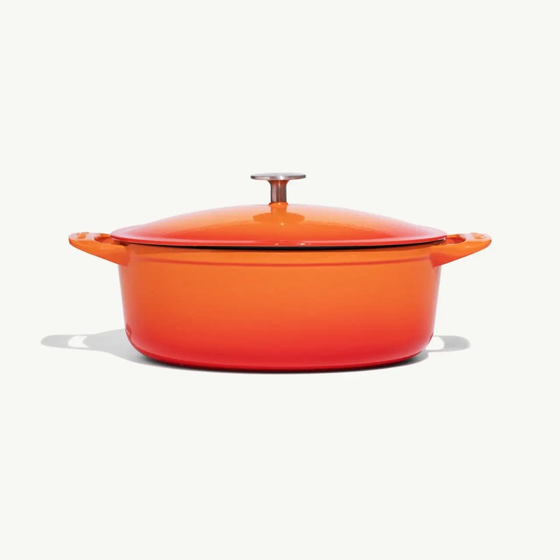MADE IN Enameled Cast Iron Oval Dutch Oven: 7.5 QT, Blood Orange