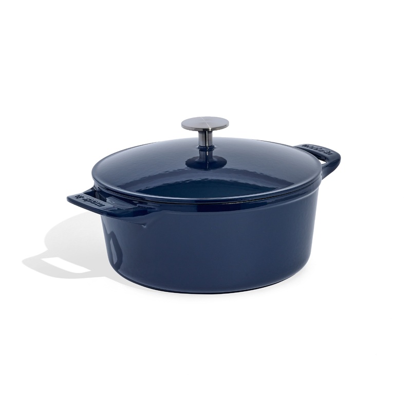 MADE IN Enameled Cast Iron Round Dutch Oven: 5.5 QT, Harbour Blue