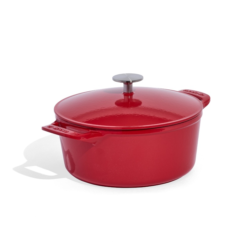 MADE IN Enameled Cast Iron Round Dutch Oven: 5.5 QT, MADE IN Red