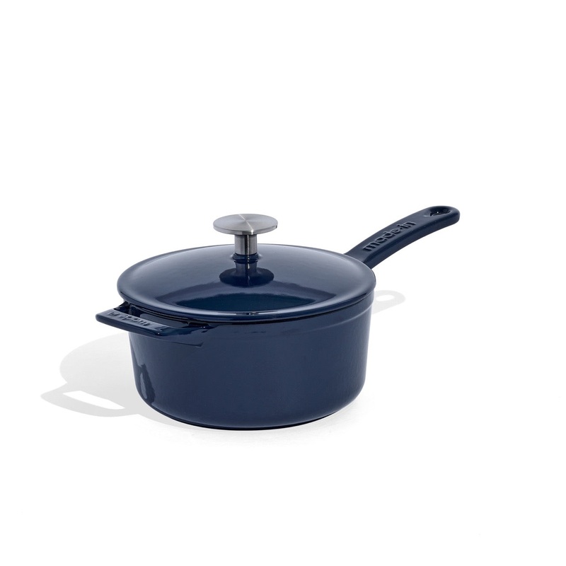 MADE IN Enameled Cast Iron Saucepan: 2 QT, Harbour Blue