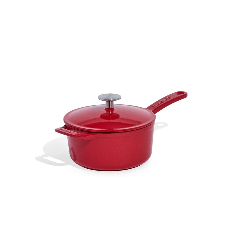 MADE IN Enameled Cast Iron Saucepan: 2 QT, MADE IN Red