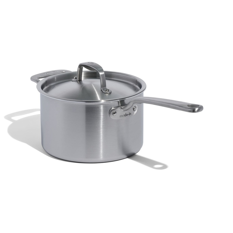 MADE IN Stainless Clad Saucepan with Lid: 4 QT