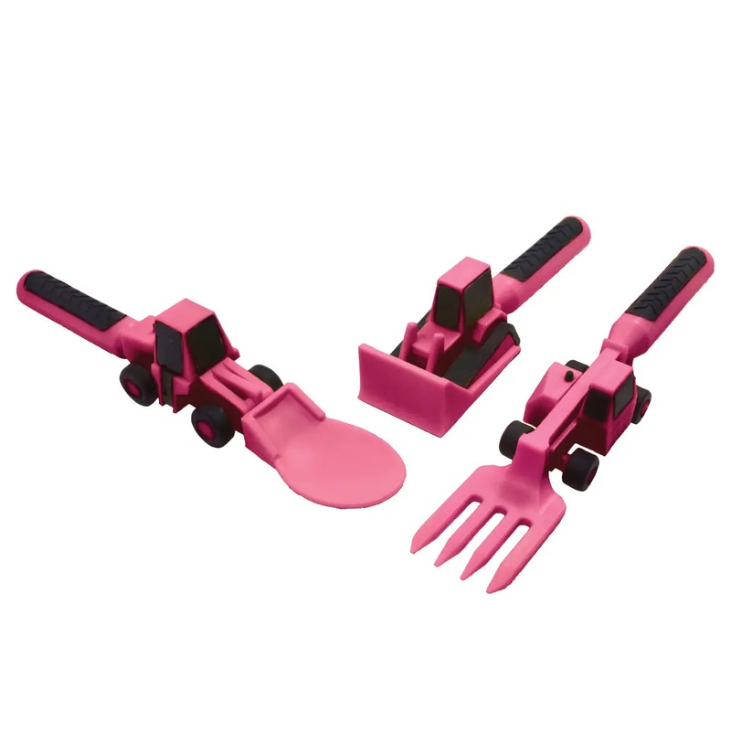 Constructive Eating Utensil Set: Construction, Pink