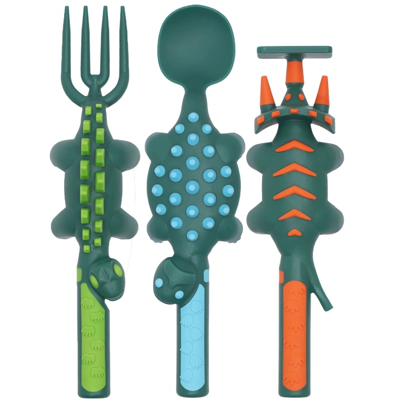 Constructive Eating Utensil Set: Dino, Green
