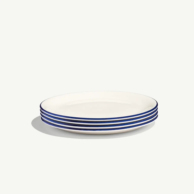 MADE IN Tabletop Appetizer Plates (Set of 4): Blue Rim