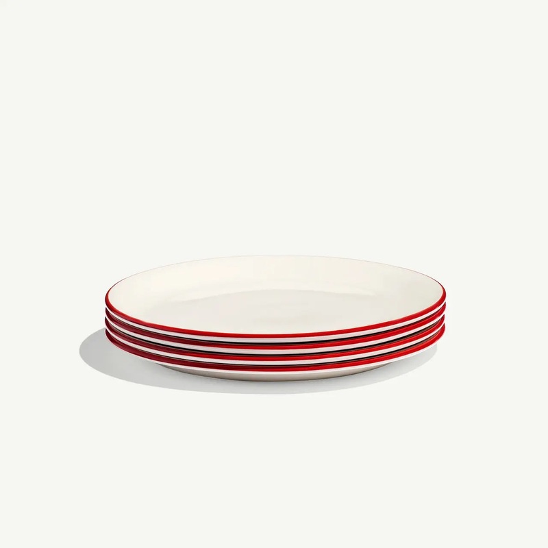 MADE IN Tabletop Appetizer Plates (Set of 4): Red Rim