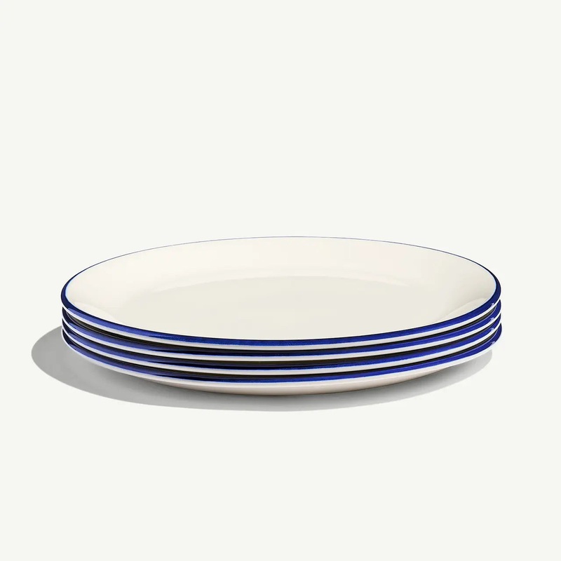 MADE IN Tabletop Dinner Plates (Set of 4): Blue Rim