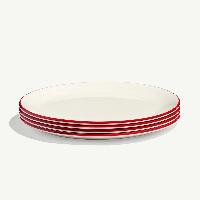 MADE IN Tabletop Dinner Plates (Set of 4): Red Rim