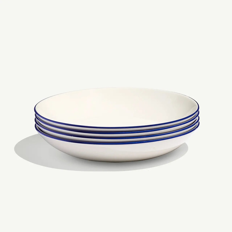 MADE IN Tabletop Entree Bowls (Set of 4): Blue Rim