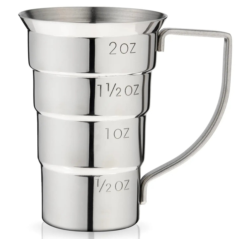 Viski Harrison Polished Stainless Steel Stepped Jigger w/ Handle