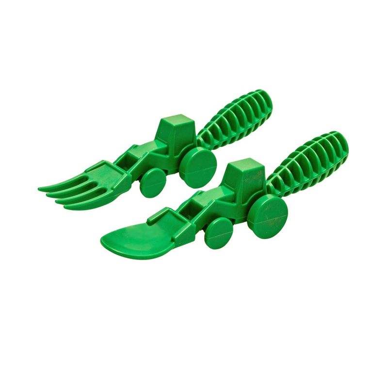 Constructive Eating Utensil Set: Tractors, Green