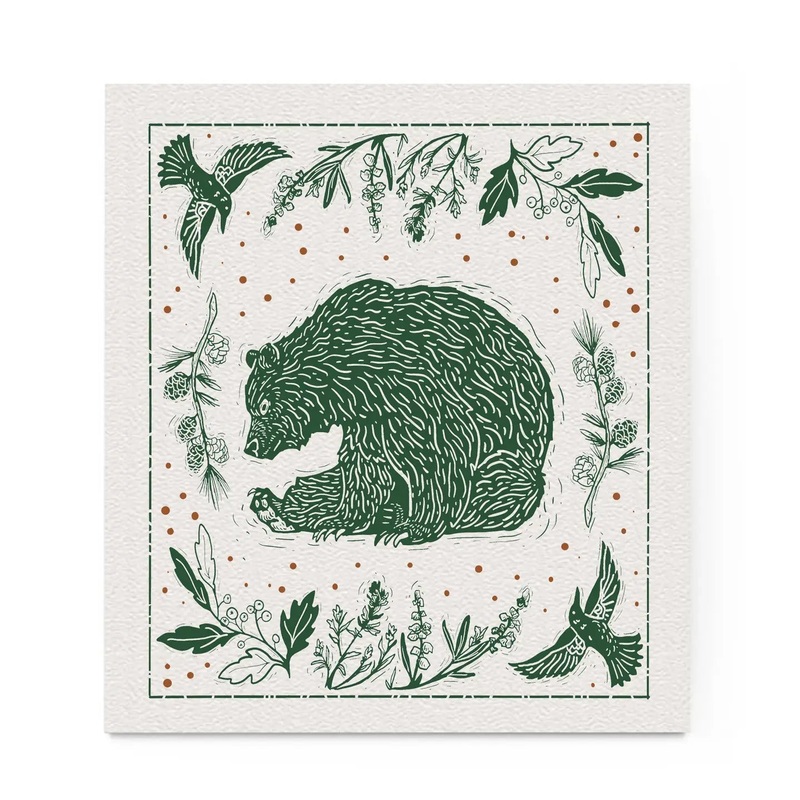 Corvidae Swedish Dishcloth: Grumpy Grizzly