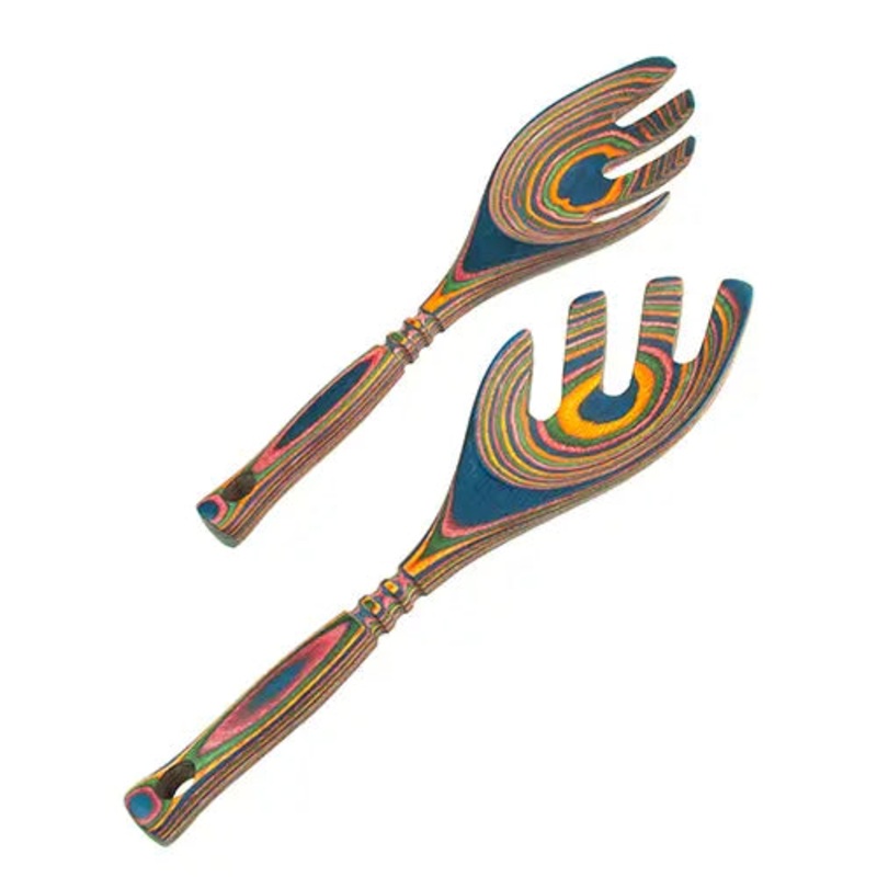 Island Bamboo Salad Leaf Servers: Rainbow
