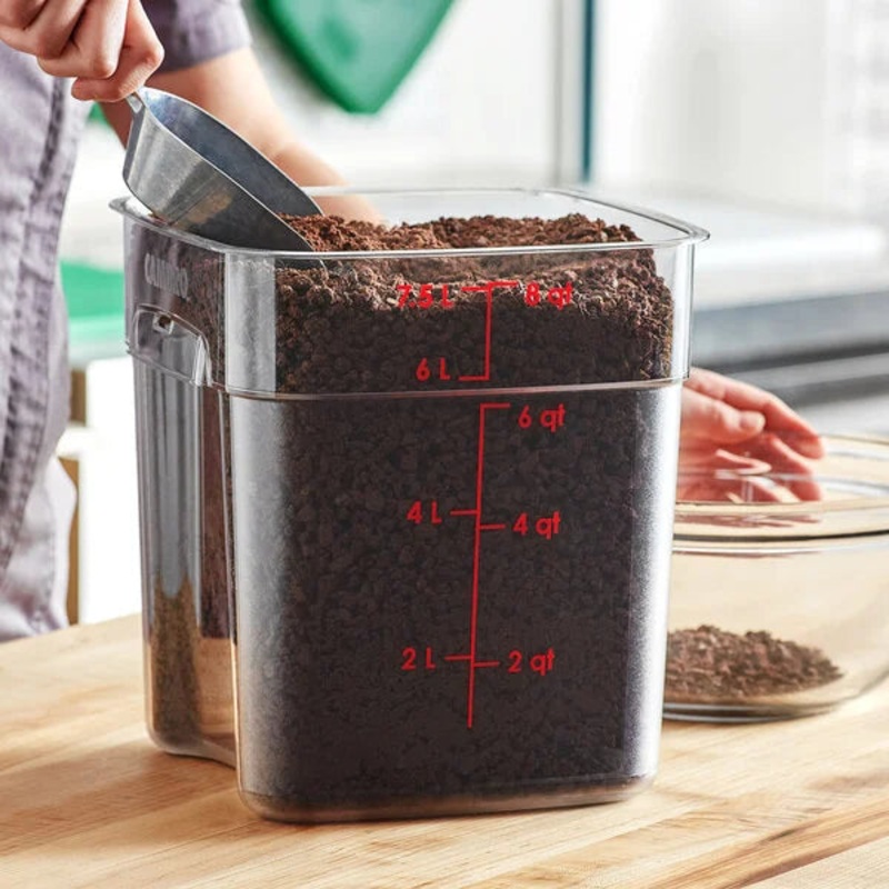 Cambro CamSquares FreshPro 8 Qt. Clear Square Polycarbonate Food Storage Container 8SFSPROCW135