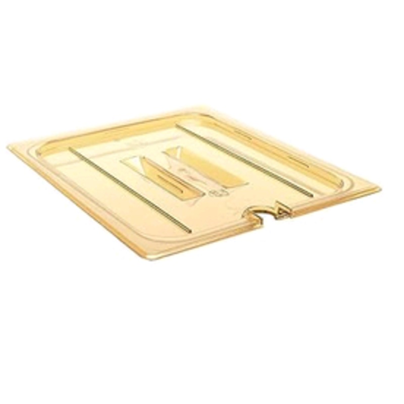 Cambro H-Pan Cover 1/2 size notched with handle amber 20HPCHN150