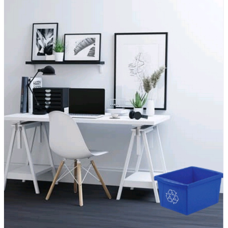 Corpex Recycling Bin Letter Size 15.14 L Capacity, Rectangular, Heavy Duty, Crack Resistant, Dent Resistant, 8"x 15"x 11" Polypropylene, Blue STX6150U06C