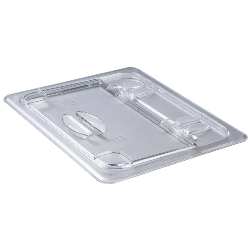 Cambro Lid 1/6 Size, Clear, Hinges, Notched, 60CWLN135