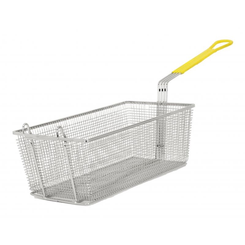 Omcan Fryer Basket with Yellow Handle 16 3-4"x 8 3/4" x6" 1/1EA - 80555