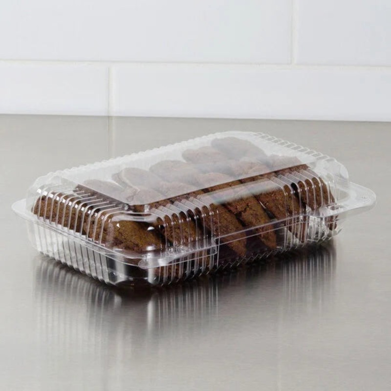 Dart, StayLock, Shallow Dome Container, Oblong, Medium, Hinged, PET Plastic, Clear, 9 3/8" x 6 3/4" x 2 1/8", PET30UT1