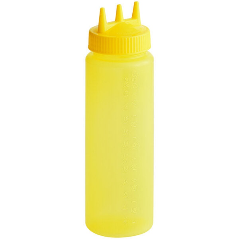 Traex Color-Mate 24 oz. Yellow Tri Tip Wide Mouth Squeeze Bottle 1/1EA - 3324C-08-1406