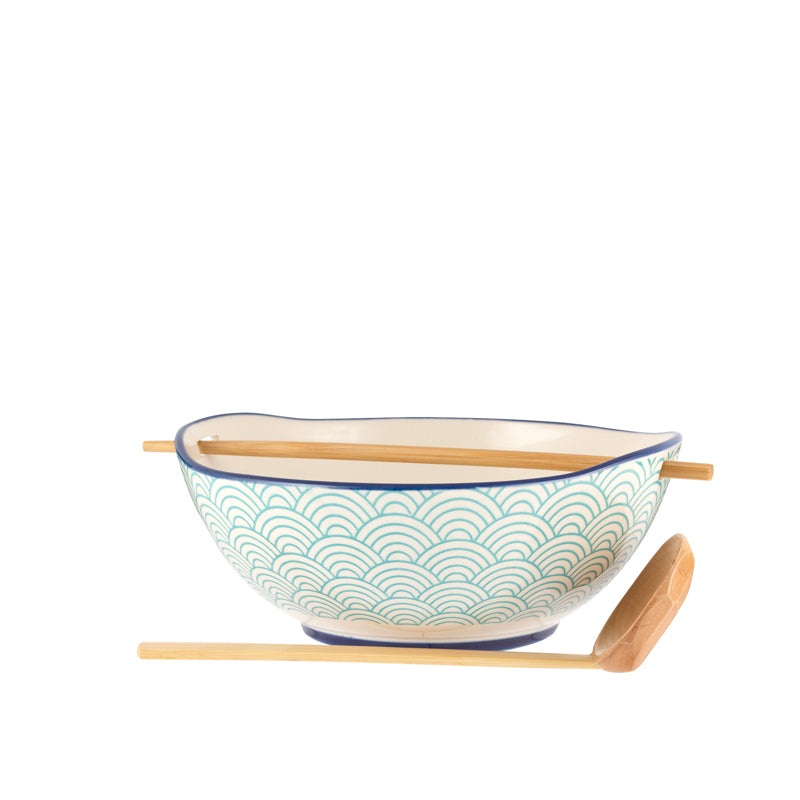 Danesco Noodle Soup Bowl Set With Ladle/Chopsticks, 800 ML, 1402125AS