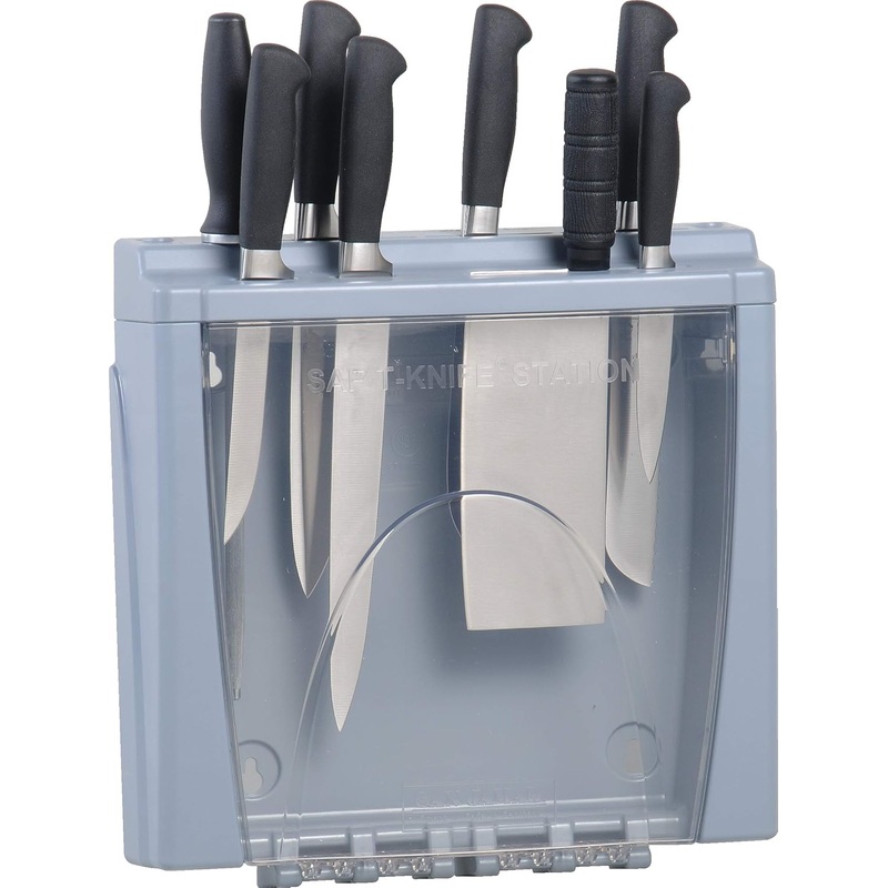 San Jamar SAF-T Knife Station, Blue STK1008