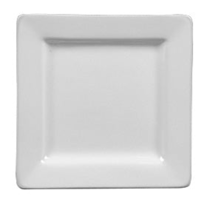 12" Ultra Bright White Wide Rim Square Porcelain Plate*