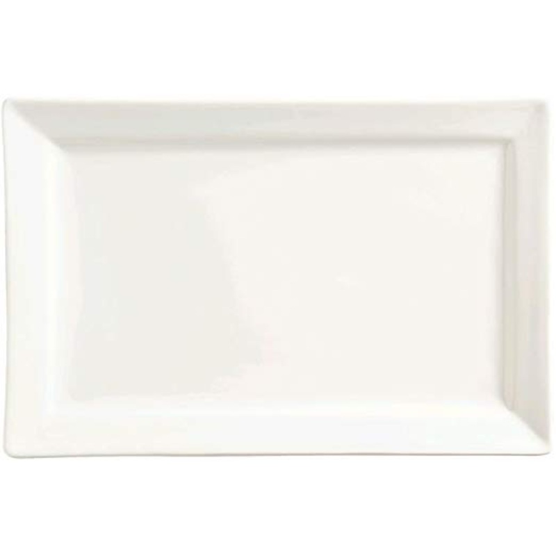 12" x 8" Ultra Bright White Wide Rim Rectangular Porcelain Plate
