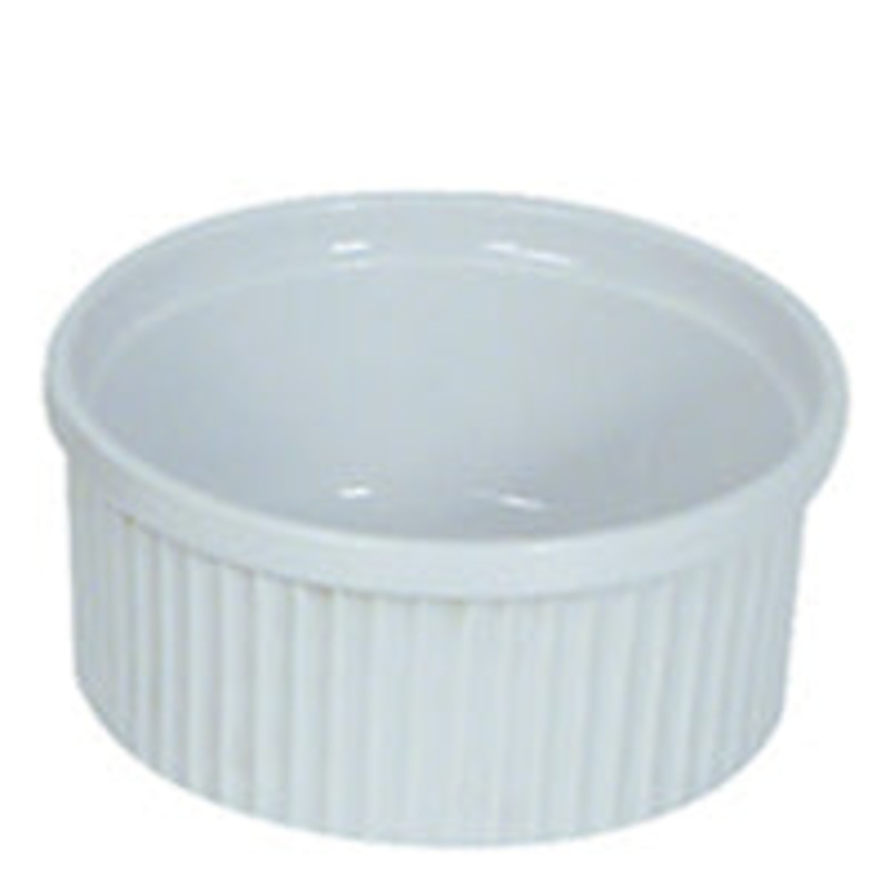 Browne 564022W 9oz Ceramic White Ribbed Ramekin