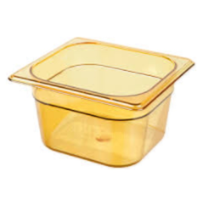Rubbermaid 1/6 Size 4" Deep Amber Food Pan FG205P00AMBR*