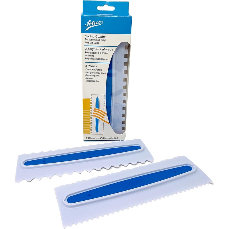 Ateco 3 pc / 6 Design Set Icing Comb, 9" x 2.5", White