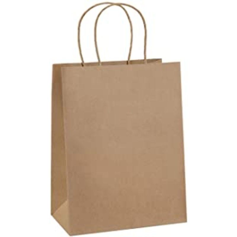 Kraft Paper Bag with Handles 10" x 5" x 13" (250 Pieces) Take Out Bag PB222