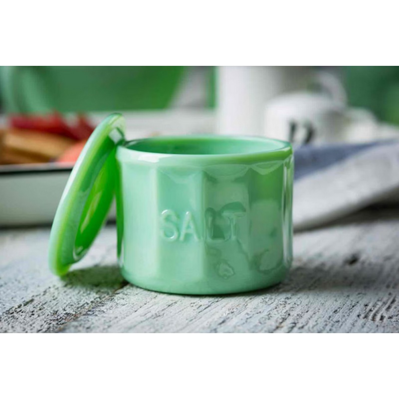 TableCraft - Salt Cellar w/ Lid, 9 oz, Jadeite Glass-HJSC10
