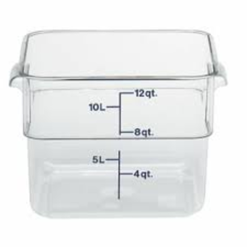 12 Qt. Clear Square Polycarbonate Food Storage Container with Red Gradations