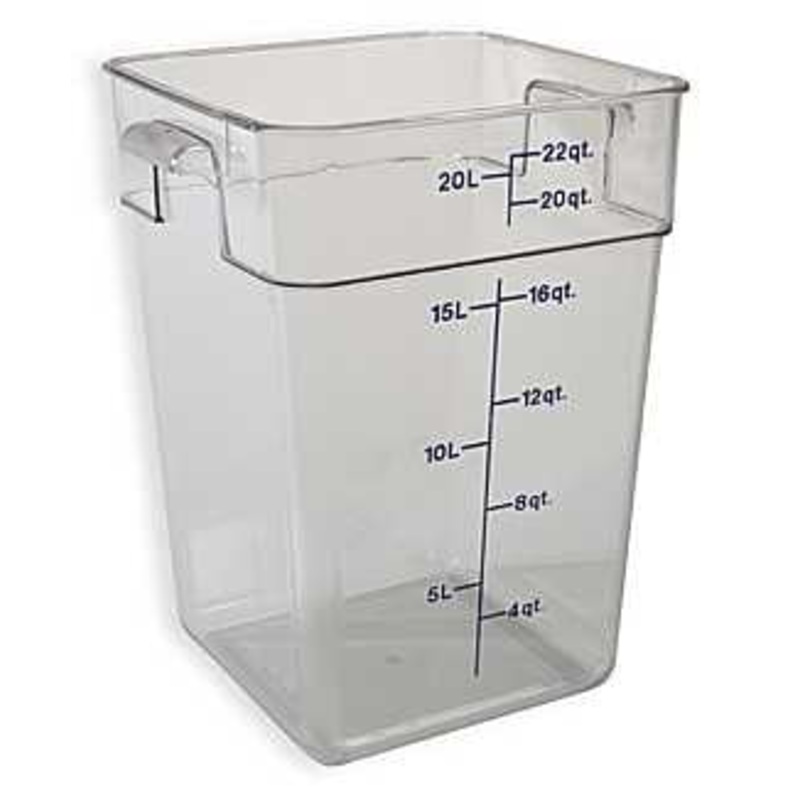 22 Qt. Clear Square Polycarbonate Food Storage Container with Winter Rose Gradations