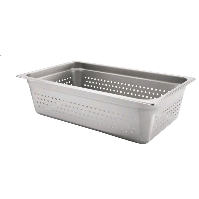 Browne Insert/Food Pan, Perforated, S/S, 1/1 Size 6" Deep, 5781116